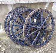 4 10-spoke 30" wheels with new tyres and stub axles