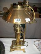 An electric lamp (converted from oil) brass
