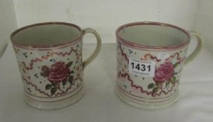 A pair of mid 19th century Sunderland hand painted tankards