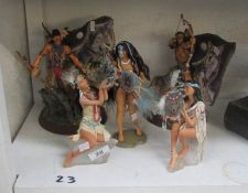 2 Bradford Exchange Native American figures and 3 others