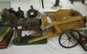 A vintage model horse and cart