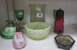 A mixed lot of glassware including vaseline, cranberry etc