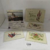 A mixed lot of silk postcards, cigarette cards etc