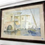 A watercolour of a middle eastern river scene