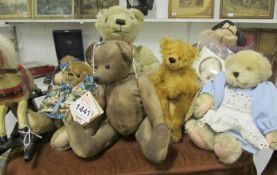 6 teddy bears including Bearington, House of Nisbet, DW Bears and Deanna Brittsan