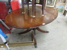 A circular dining table