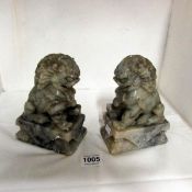 A pair of marble 'Dogs of Foo' (some chips)