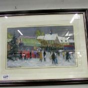 A mixed media painting 'The Christmas Market' signed L Colman