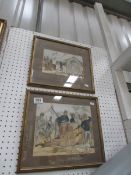 2 framed military cartoons signed A Carson 1976