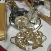 A quantity of silver plate including egg cruet, sugar sifter etc