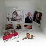 A quantity of signed celebrity photo's including Peter Levy with badge, David Cameron, Martin