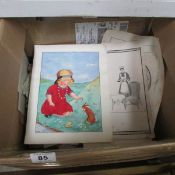 An early 20C collection of drawings, illustrations etc with correspondence from Miss M E Porter,