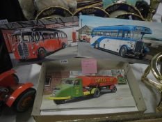 11 original watercolours of transport by G S Cooper