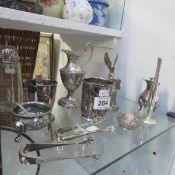 A pair of silver sugar nips (London HM) and mixed lot of silver plate