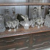 A mixed lot of glass decanters etc