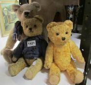 3 Mohair bears being Oliver, Lord Laurence and a 1930's bear