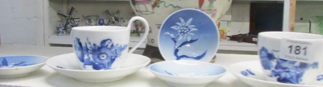 2 Royal Copenhagen cups & saucers and 3 dishes