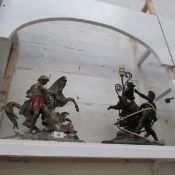 2 spelter figures (1 as a lamp) both a/f