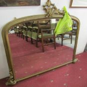 A gilt framed overmantel mirror, a/f