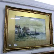 A gilt framed watercolour entitled 'A Breezy Afternoon Buckhaven' by G Reid