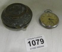 An Omega pocket watch in a German metal case