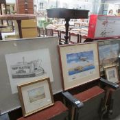 5 pictures including canal boat drawing, local scenes etc