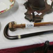 A ivory inlaid walking stick and 1 other (top a/f)