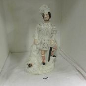 A Victorian Staffordshire figure 'The lionslayer' 42cm tall, age related crazing
