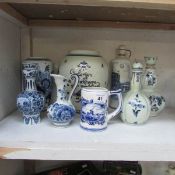 A mixed lot of Delft vases etc, some a/f