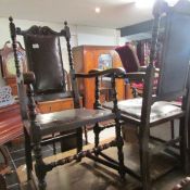 A set of 2 carvers and 4 dining chairs