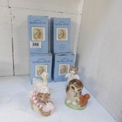 4 Beswick Royal Doulton Beatrix Potter figures including Mrs Tiggy Wiggy washing, Old Mr Brown etc