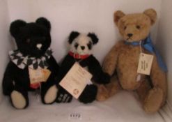 A Naomi Laight bear 'Henry', A Hermann Panda bear 'Mama Mia' and a Hermann Teddy original bear