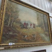 An early 20th century oil on canvas hunting scene signed J Blanco