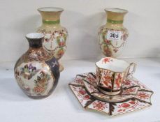A Victorian trio, pair of Fenton vases and one other vase