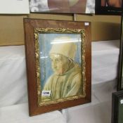 A framed and glazed print portrait of old man, Fillipino Lippi,1457-1504