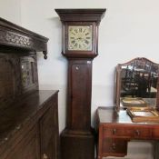 An oak long case clock by T J Sharp, Budsworth