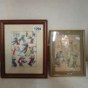 2 framed and glazed Louis Wain prints