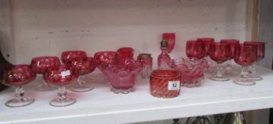 A mixed lot of cranberry glass including Victorian