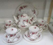 14 pieces of Royal Albert Lavendar Rose teaware