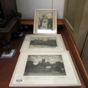 3 framed and signed Lincoln engravings