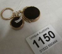 2 9ct gold watch fobs and a 9ct gold ring