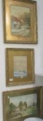 3 gilt framed watercolours