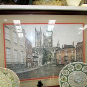 A framed print of Lincoln Cathedral