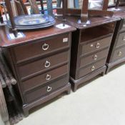 A pair of mahogany effect bedsides, missing 1 drawer