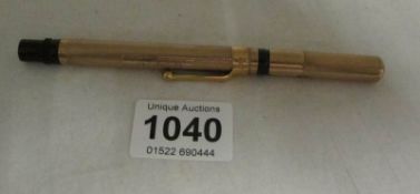 A 9ct gold fountain pen impressed October 8th 1924