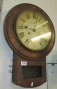 A mahogany drop dial wall clock, a/f