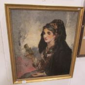 An oil on canvas portrait of a Spanish lady, a/f