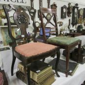 A Victorian inlaid cabriole leg chair and one other