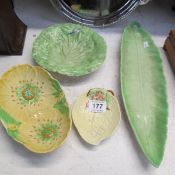 4 pieces of Carlton ware including leaf dish