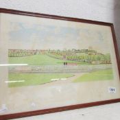 A 1960's crayon picture of Lincoln racecourse by R Osbourne